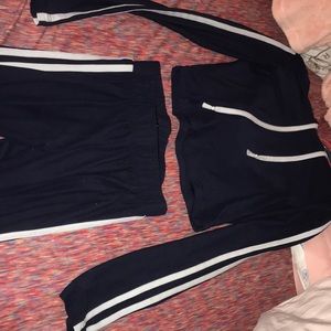 Rainbow Jersey stripe crop top and legging set